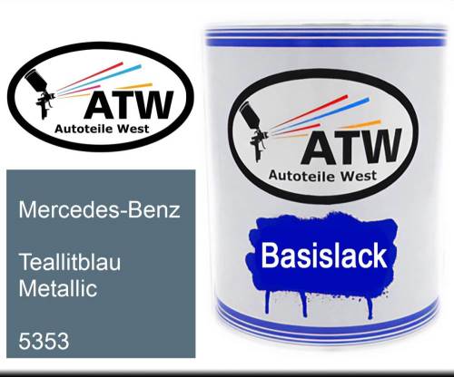 Mercedes-Benz, Teallitblau Metallic, 5353: 1L Lackdose, von ATW Autoteile West.